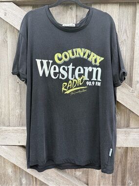 The Laundry Room Country Western Radio Oversized Tee Black NWOT Small